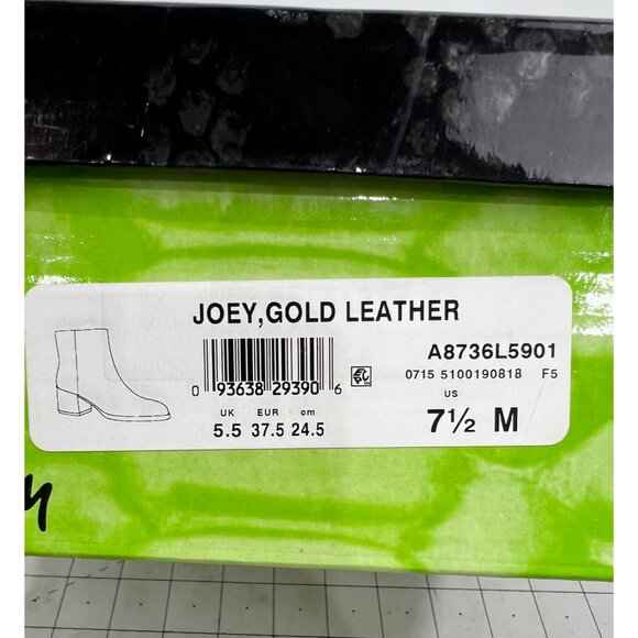 Sam Edelman Joey Gold Leather Side Zip Heeled Ankle Boots 2.5" Women's Sz. 7.5 - Picture 4 of 10